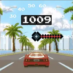 8-bit car game. Changes from day to night.