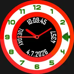 Lebanons flagCircular digital & classic watch 0.6