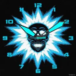 Blue Flame Starburst rock and roll skull