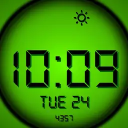 simple time date and weather and steps - green