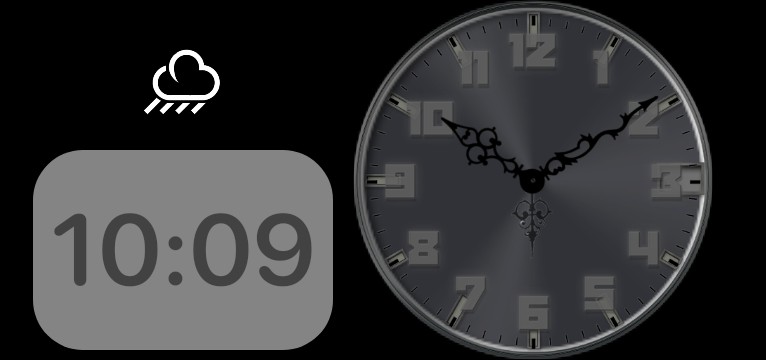 clock black with hour and weathermedium
