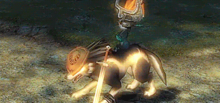 Midna and Wolf Link with Shield