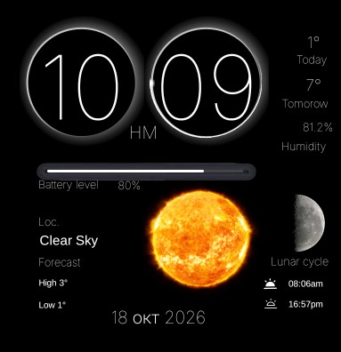 Clock + Weather page 1 BLACK COLOR