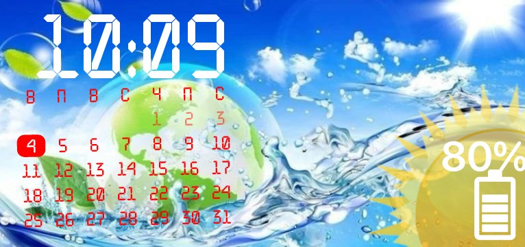 frutiger aero free widget :D battery, time, calendar