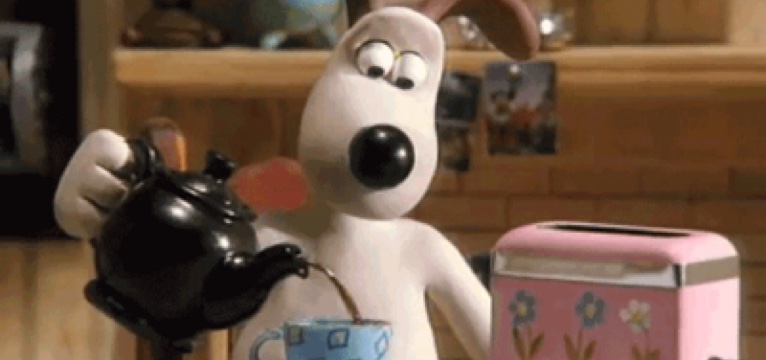 Gromit pouring tea
