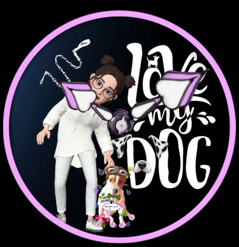 Clock Dark blue Love DOG Lila 