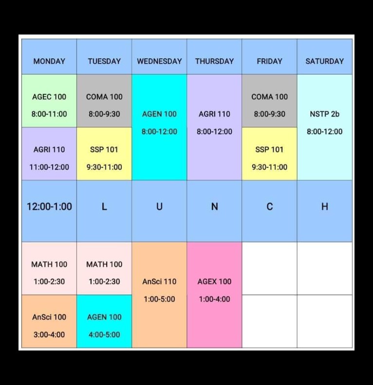 CLASS SCHEDULE