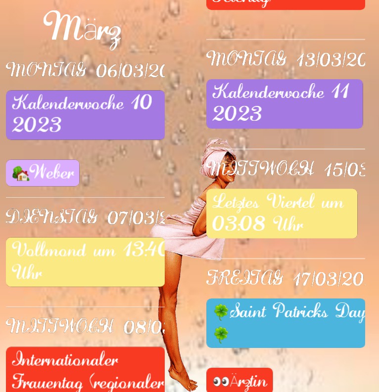  Termine Shower Pin Up 