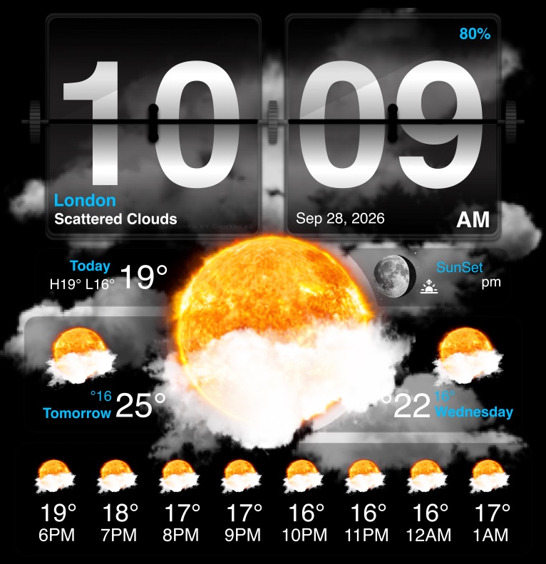 Flip Clock Weather V3 Dark