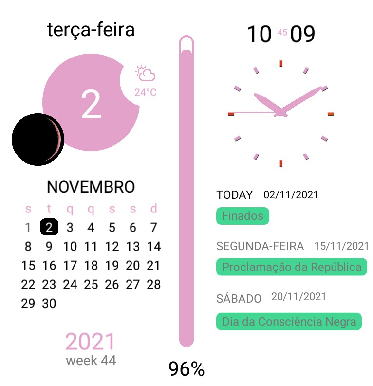 Themeable Dashboard on White Background with Battery Level Moonphase sunrise/sunset times Copy