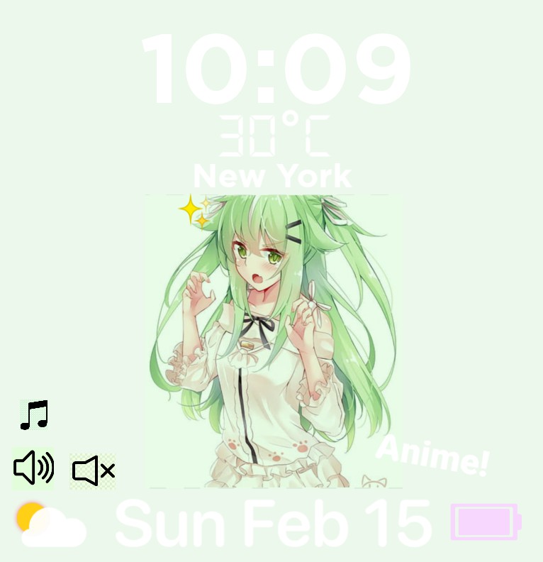 Light Green Anime Girl Widget
