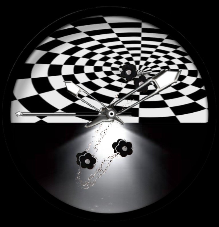 Clock Black Flower 