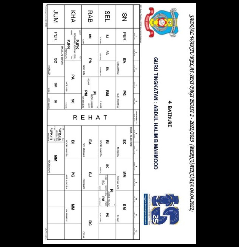 Jadual Sekolah