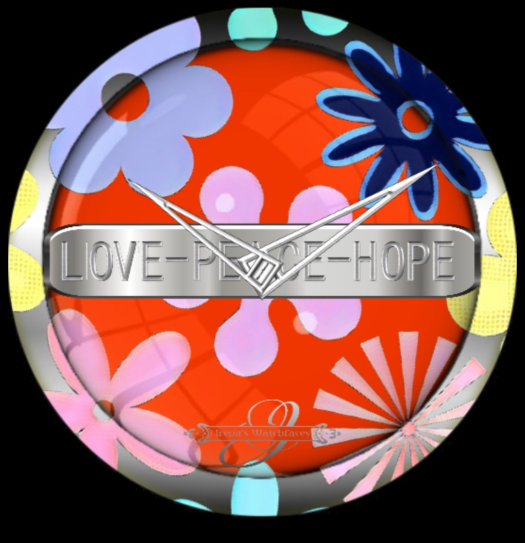 Clock Love Peace Hope Orange 
