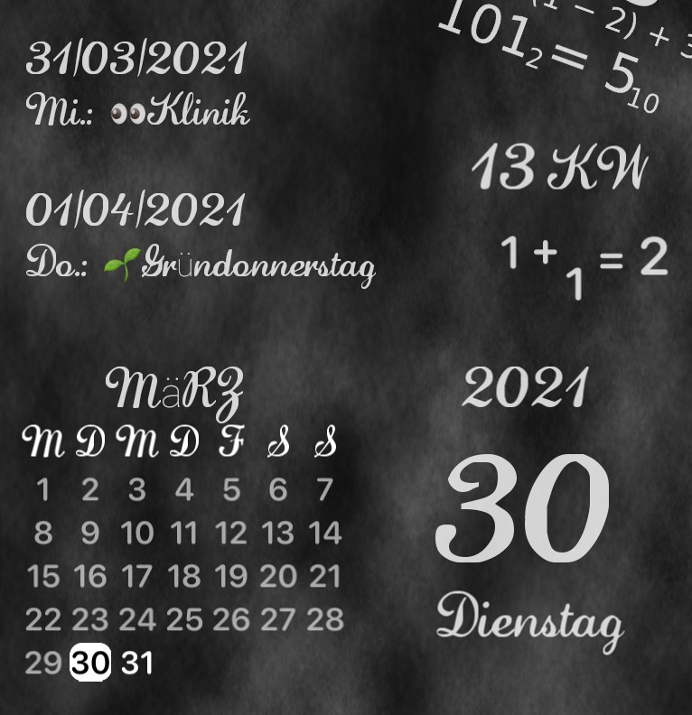 Kalender Kreidetafel 