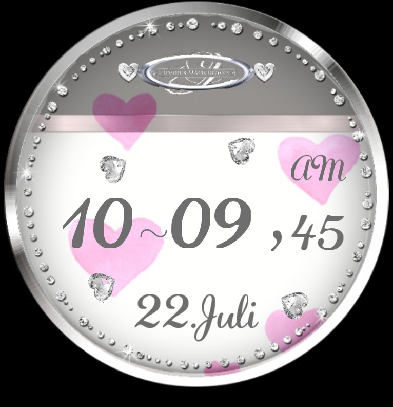 Clock Pink Heart Digi 