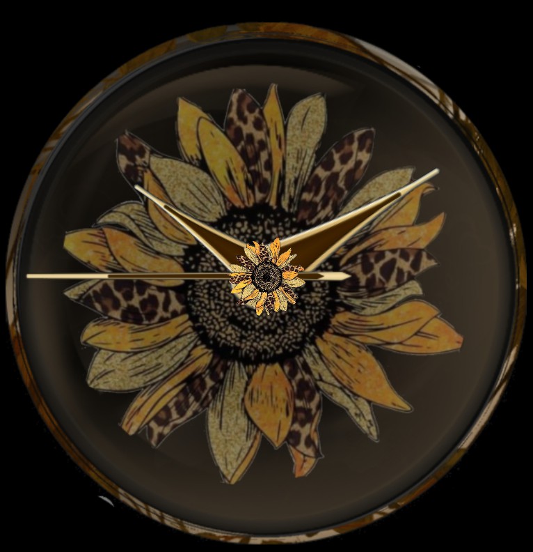 Clock  Autumn Sunflower dunkel