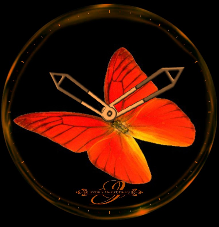 Clock Butterfly Orange 