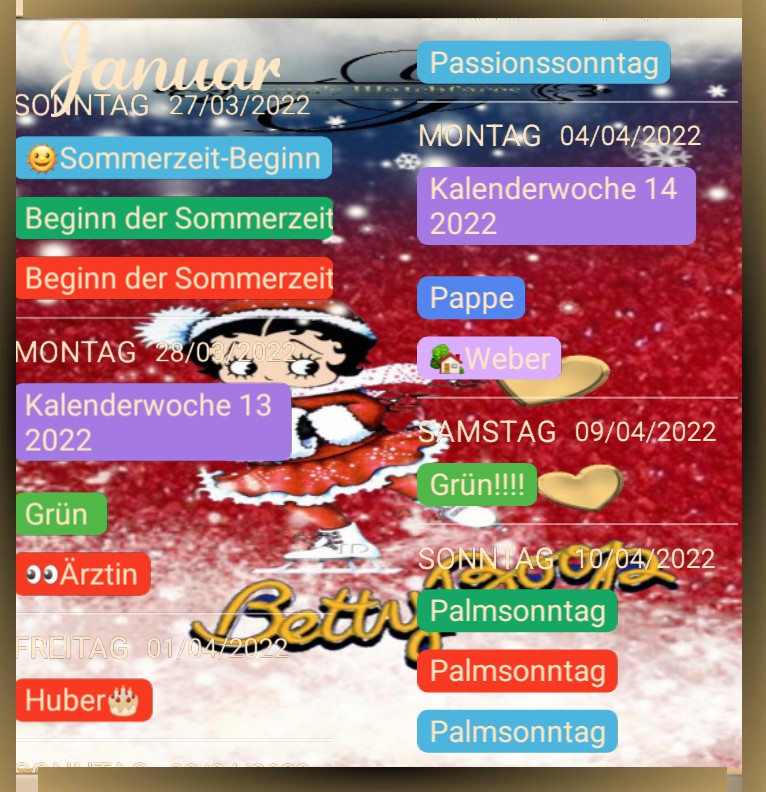 Termine Betty boop Winter 