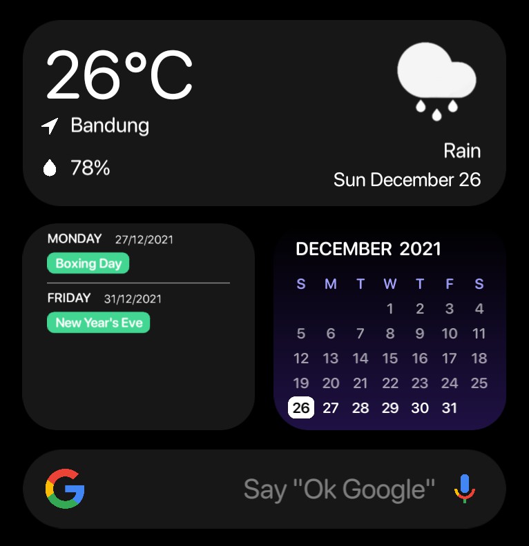 Search Bar Google + Weather - Dark