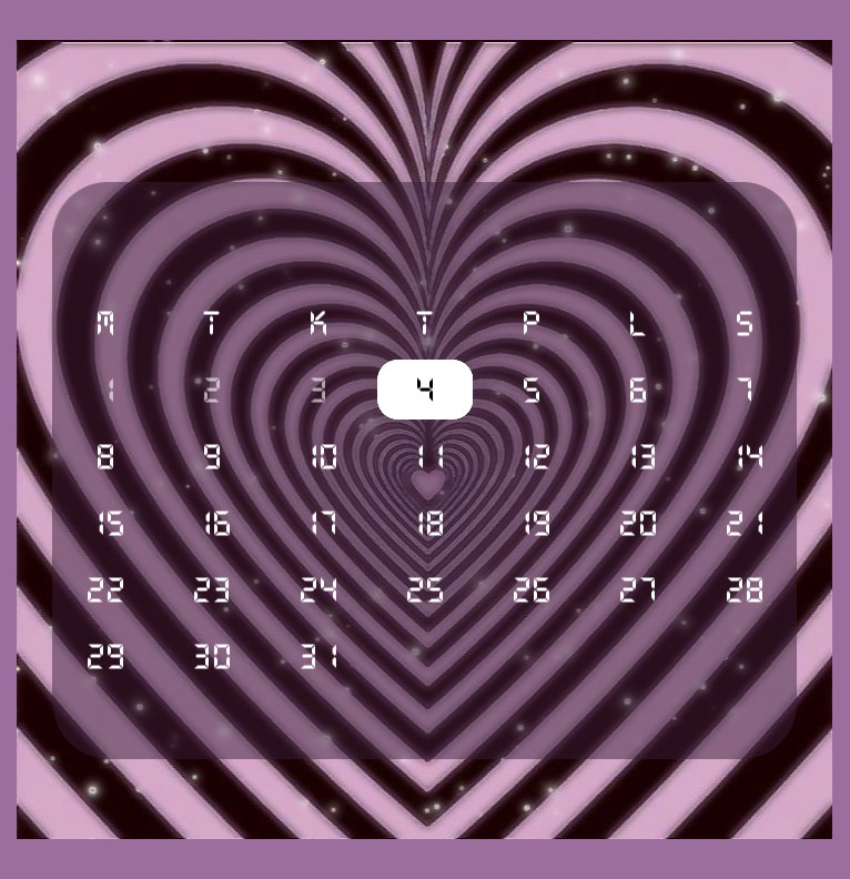 pink and black heart calendar 