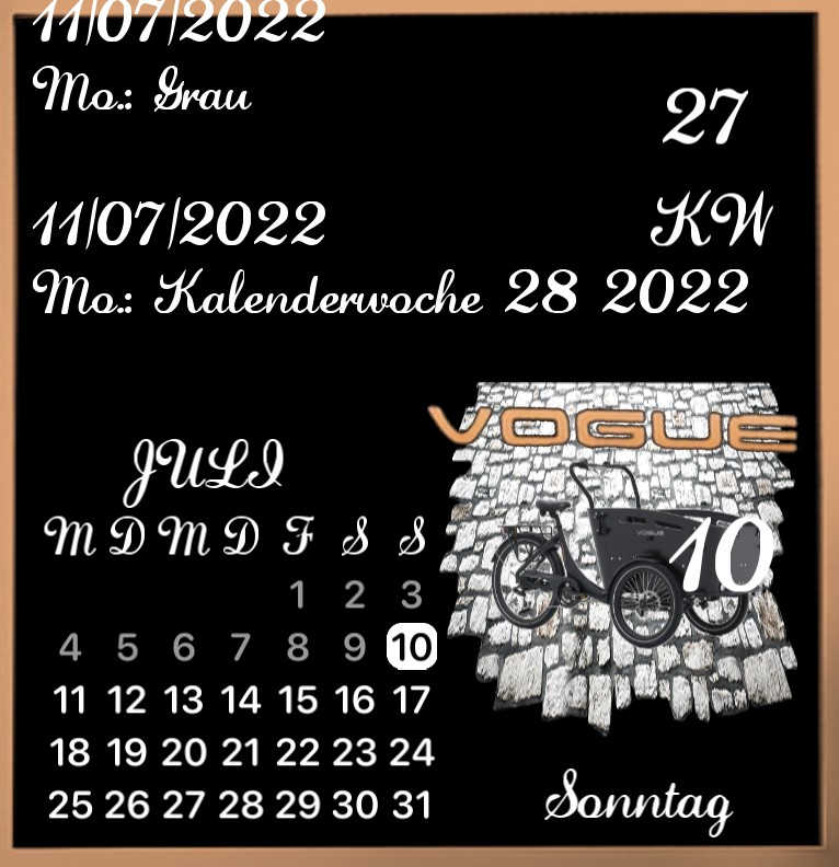 Kalender Bike Werbung schwarz 