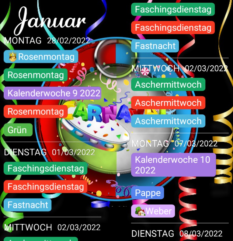 Termine Karneval 