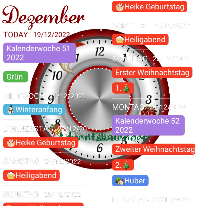 Termine Adventskalender 1-24 