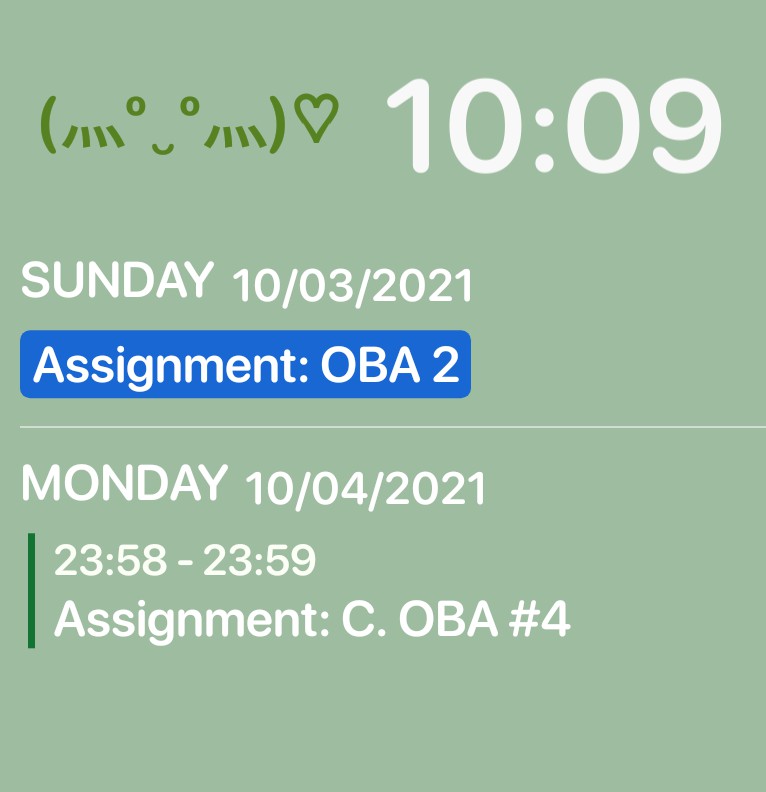 Schedule and Date Green