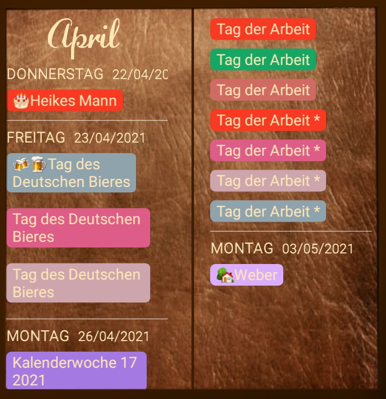  Termine  Leder Magie