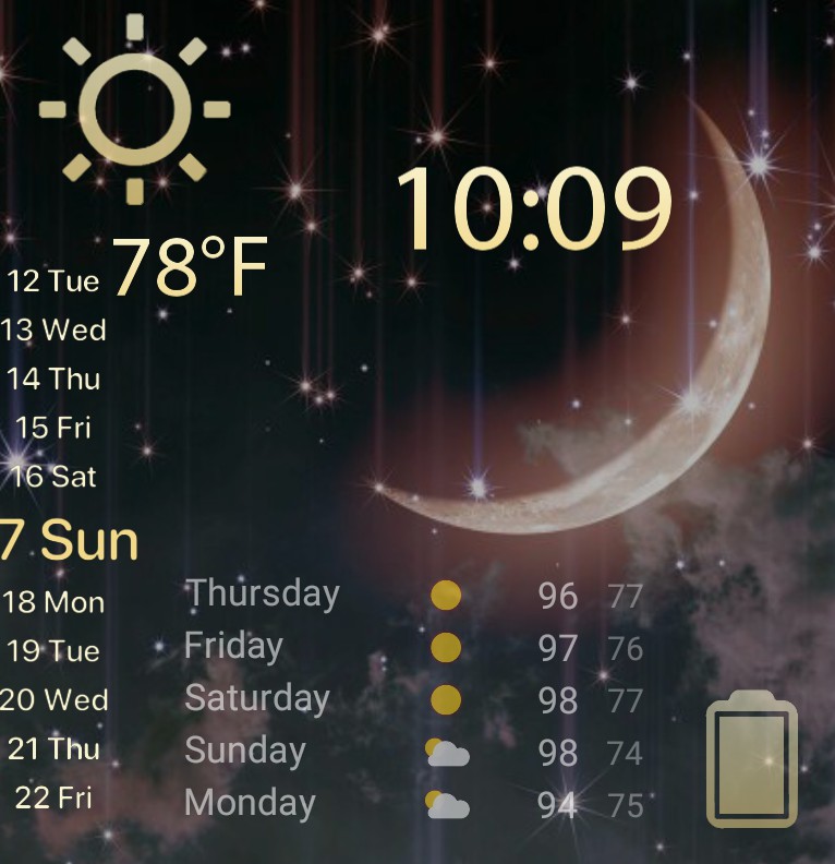 Moon and stars  