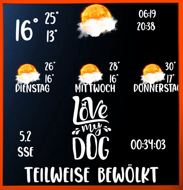 Wetter Dark blue Love DOG orange 