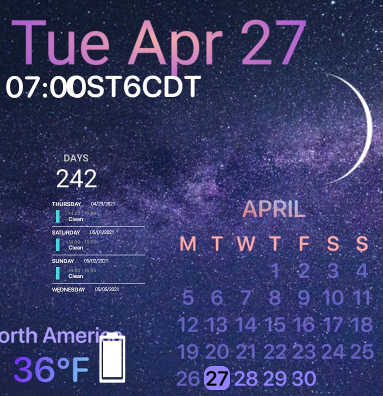 Moon phase weather time ect,- galaxy themed  Copy