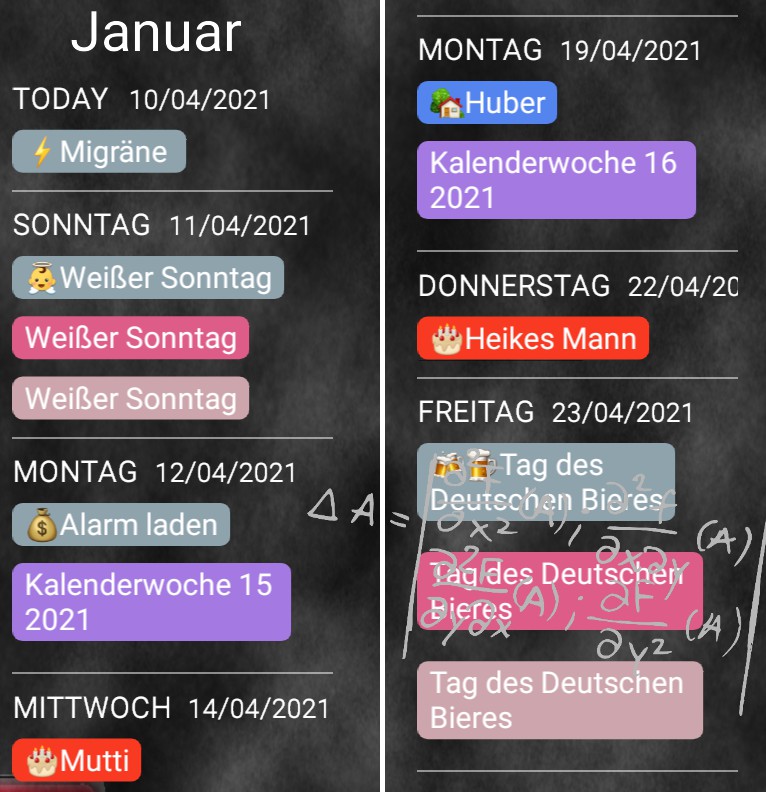 Kreidetafel Termine 