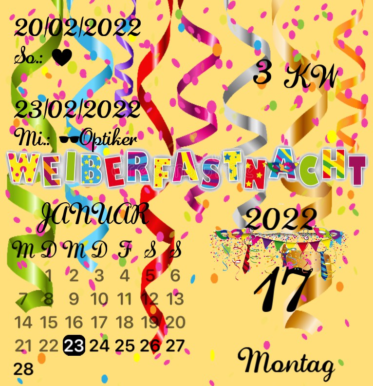 Kalender Weiberfastnacht 