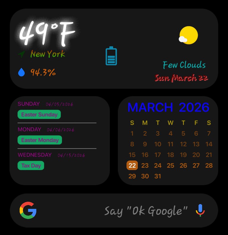 Search Bar Google + Weather - Dark Copy