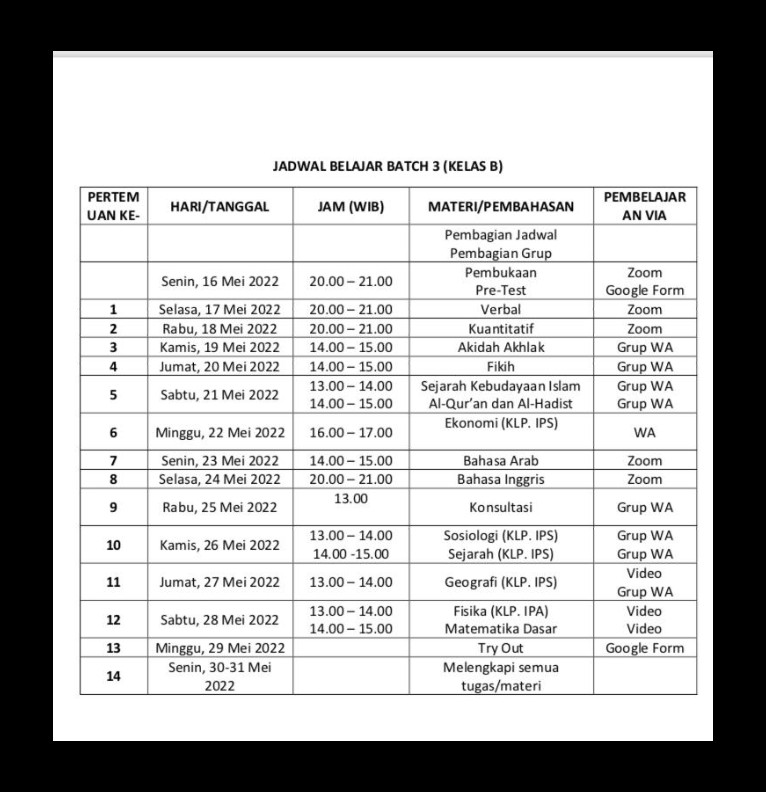 jadwal