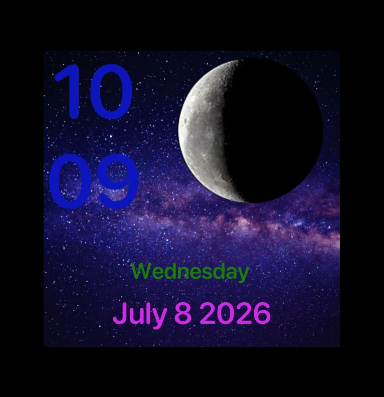 Moon, date and time