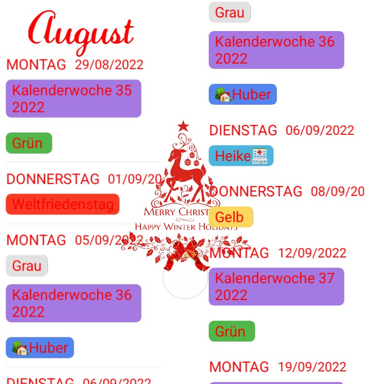 Termine Weihnachtsuhr 