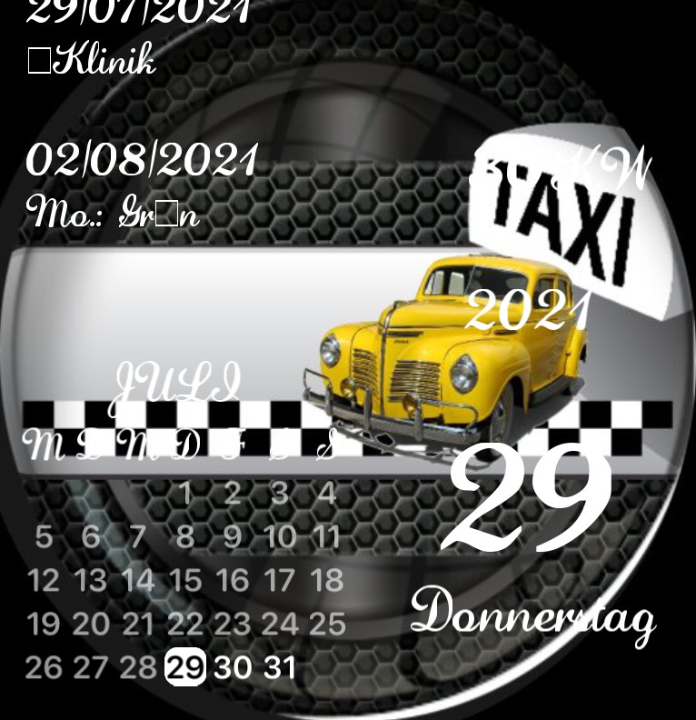 Kalender gross Taxi 