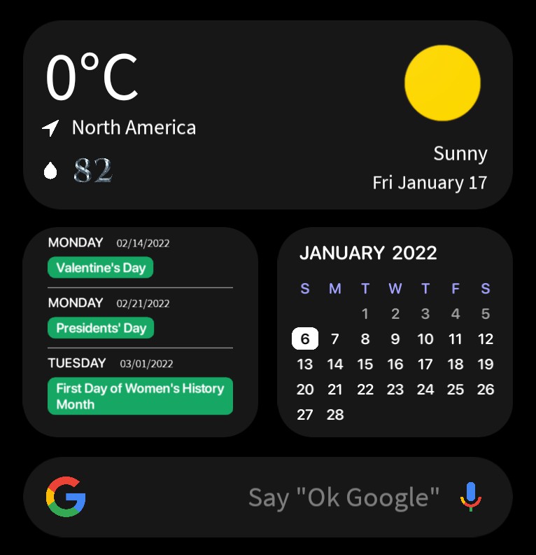 Search Bar Google + Weather - Dark Copy