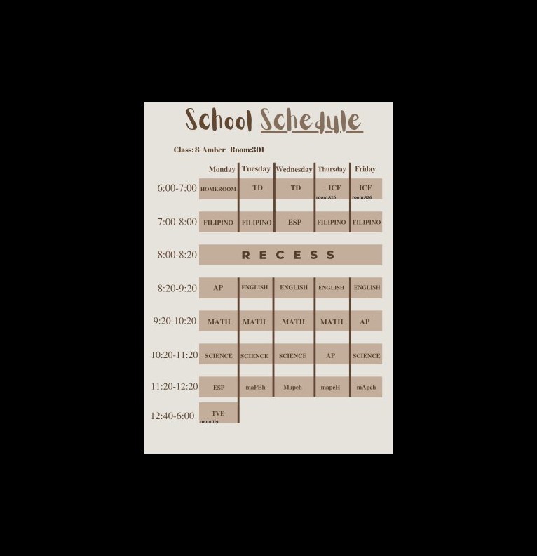 my school schedule 