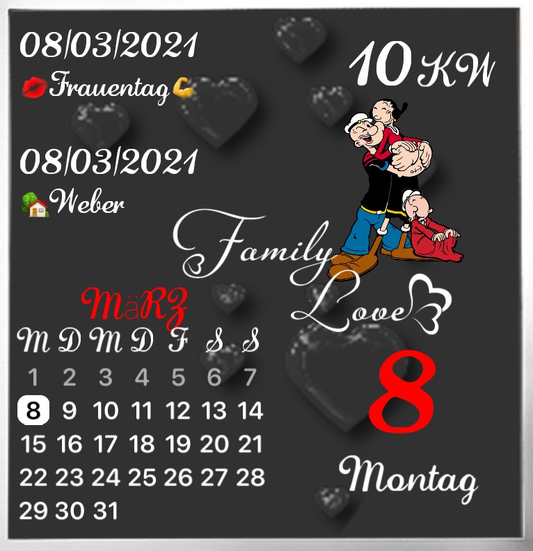 Kalender gross Serie Popeye Familie