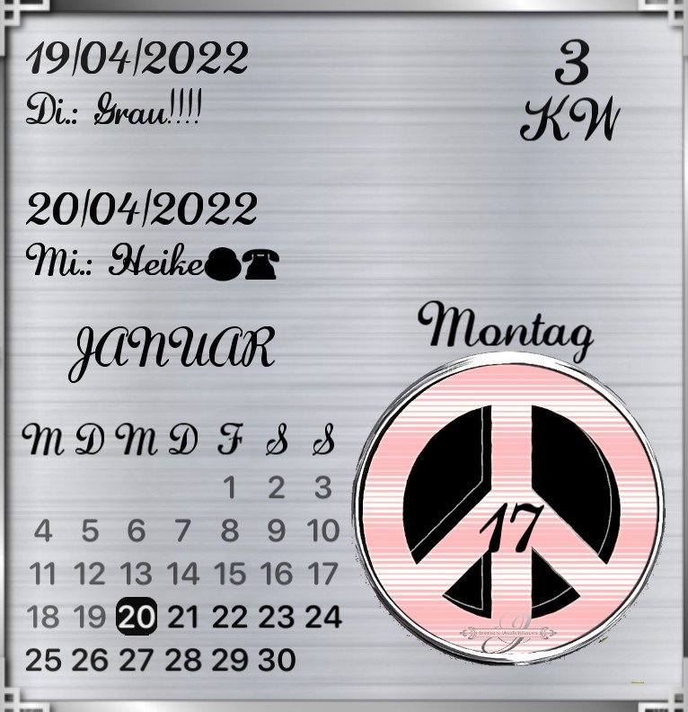 Kalender Peace BlackRosa 