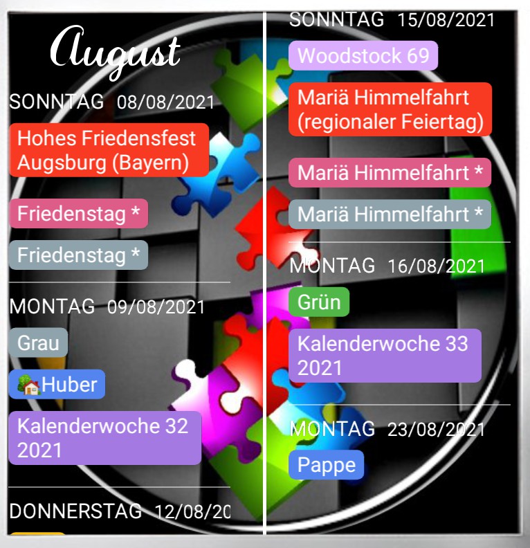 Termine  Farben Puzzle