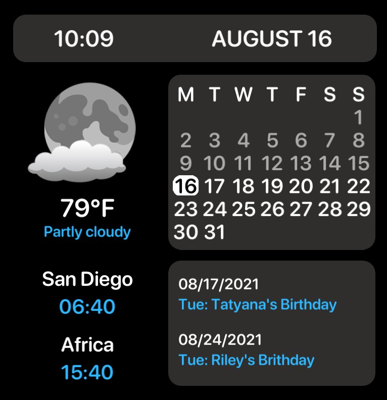3 Time Zones + Calendar
