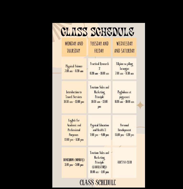 CLASS SCHEDULE 