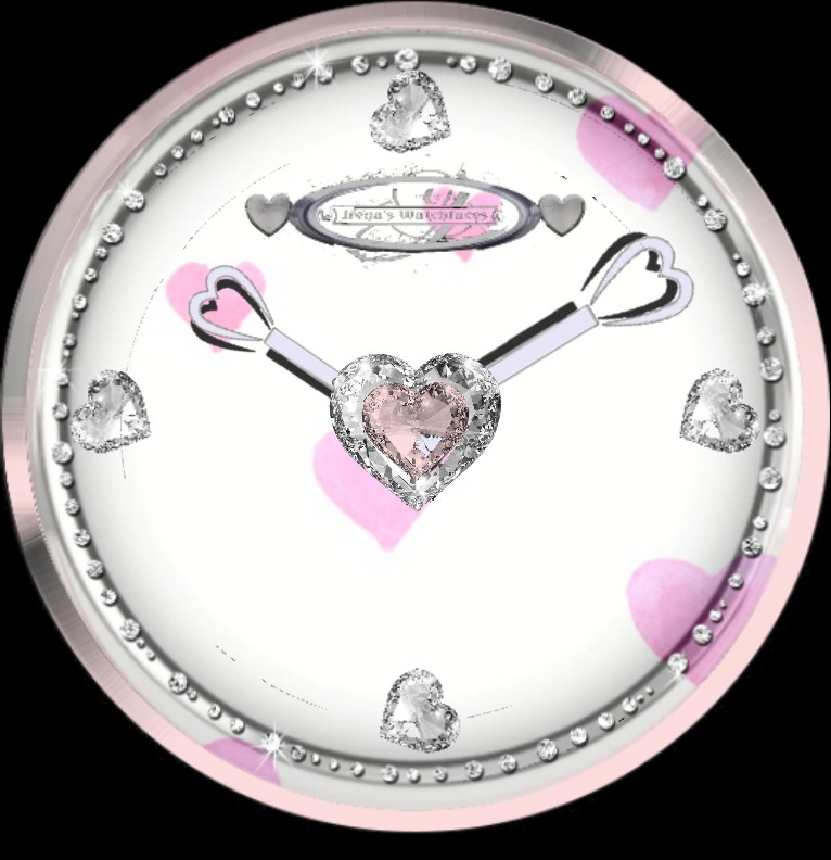 Clock Pink Heart 