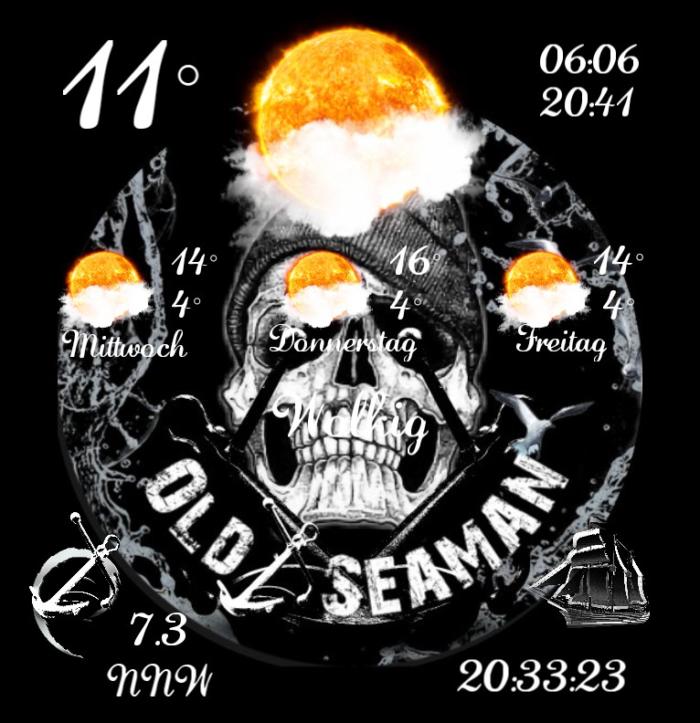 Widget Wetter Old Seaman Skull  Copy