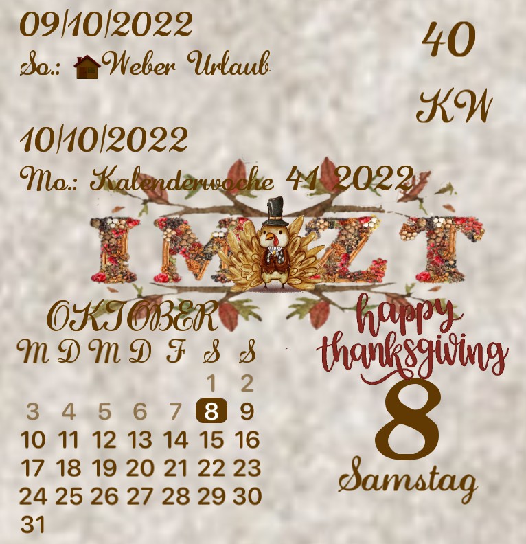 Kalender IMZT DIAMOND Thanksgiving 